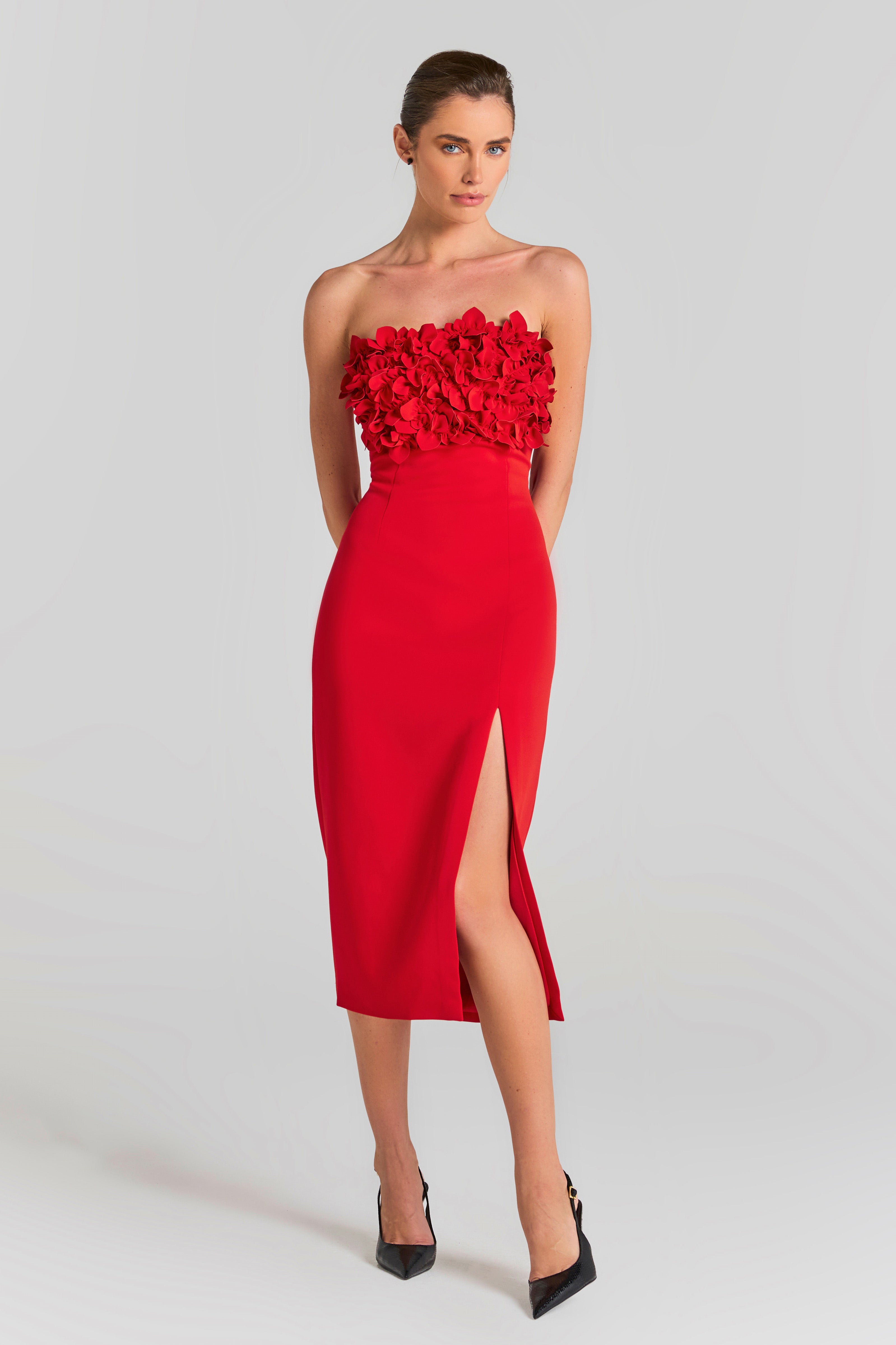 Elegant Red Jasmine Dress for Evening Wear