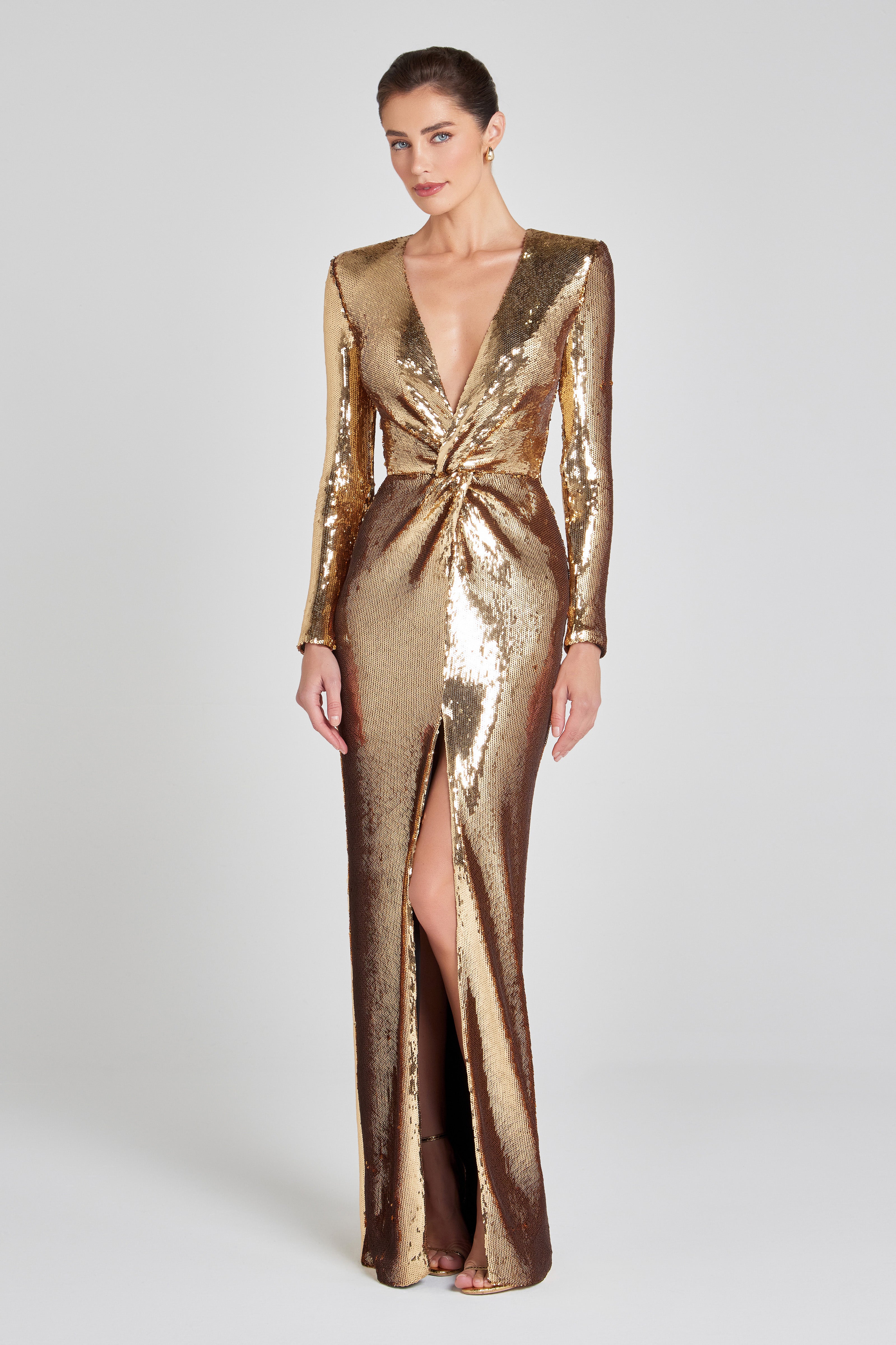Elegant Gold Evening Dress by Jennifer