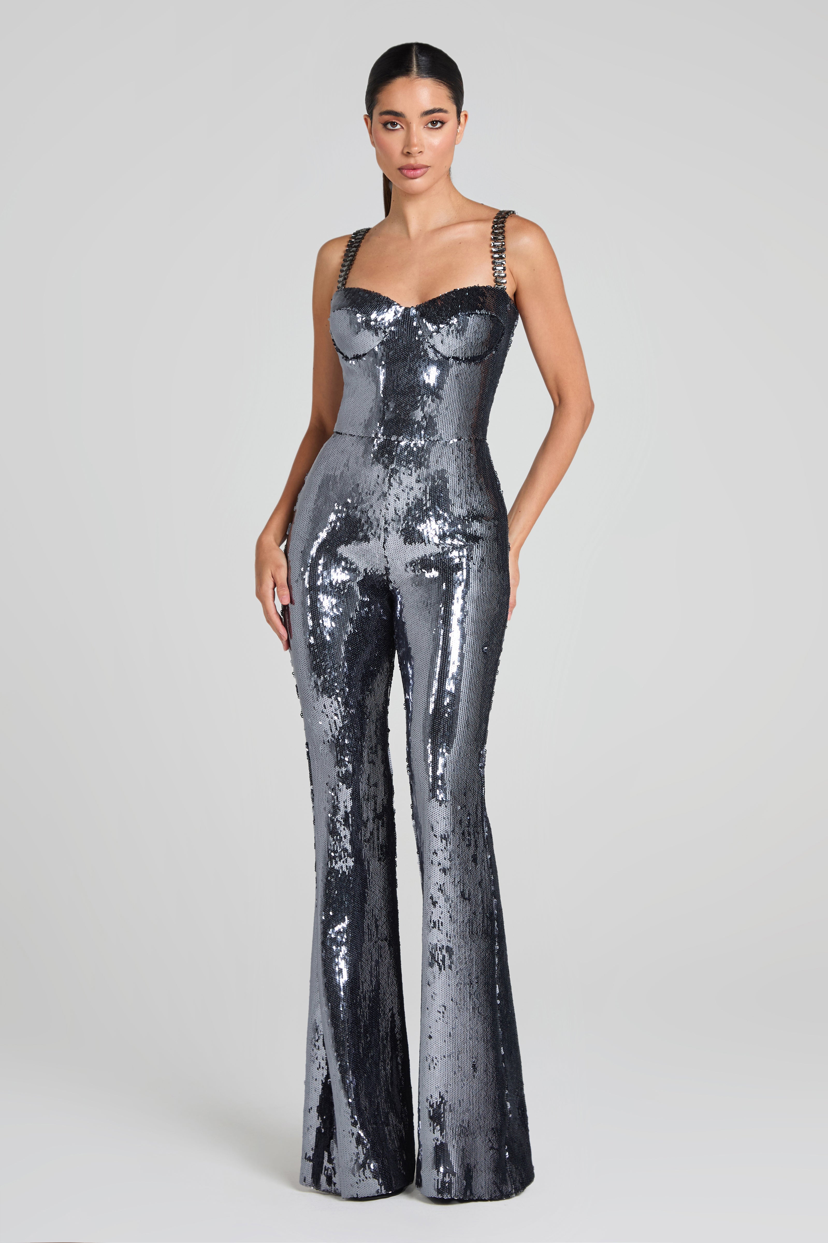 Stylish Silver Jumpsuit by Beverly