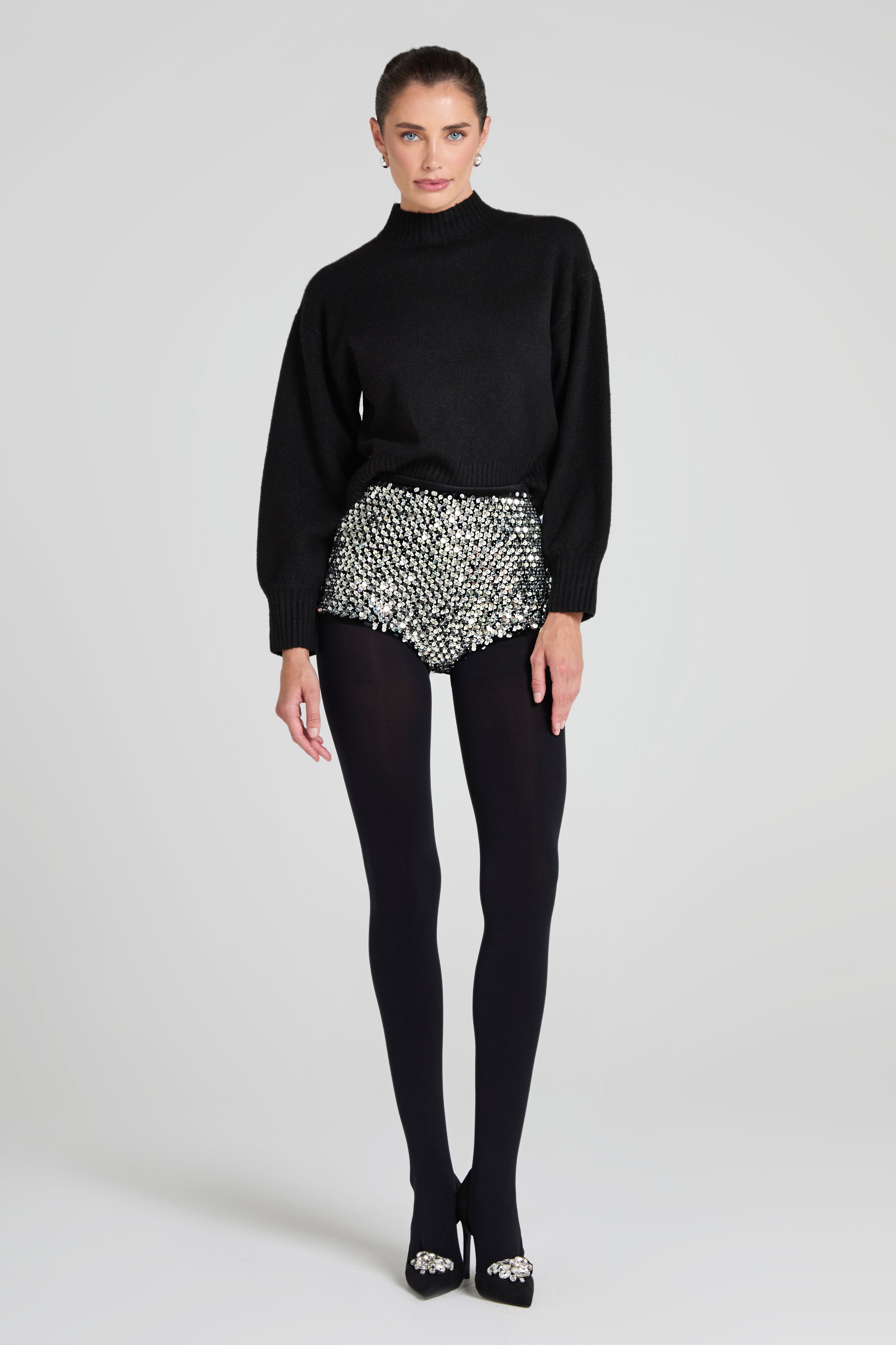 Paige Silver High-Waisted Hotpants