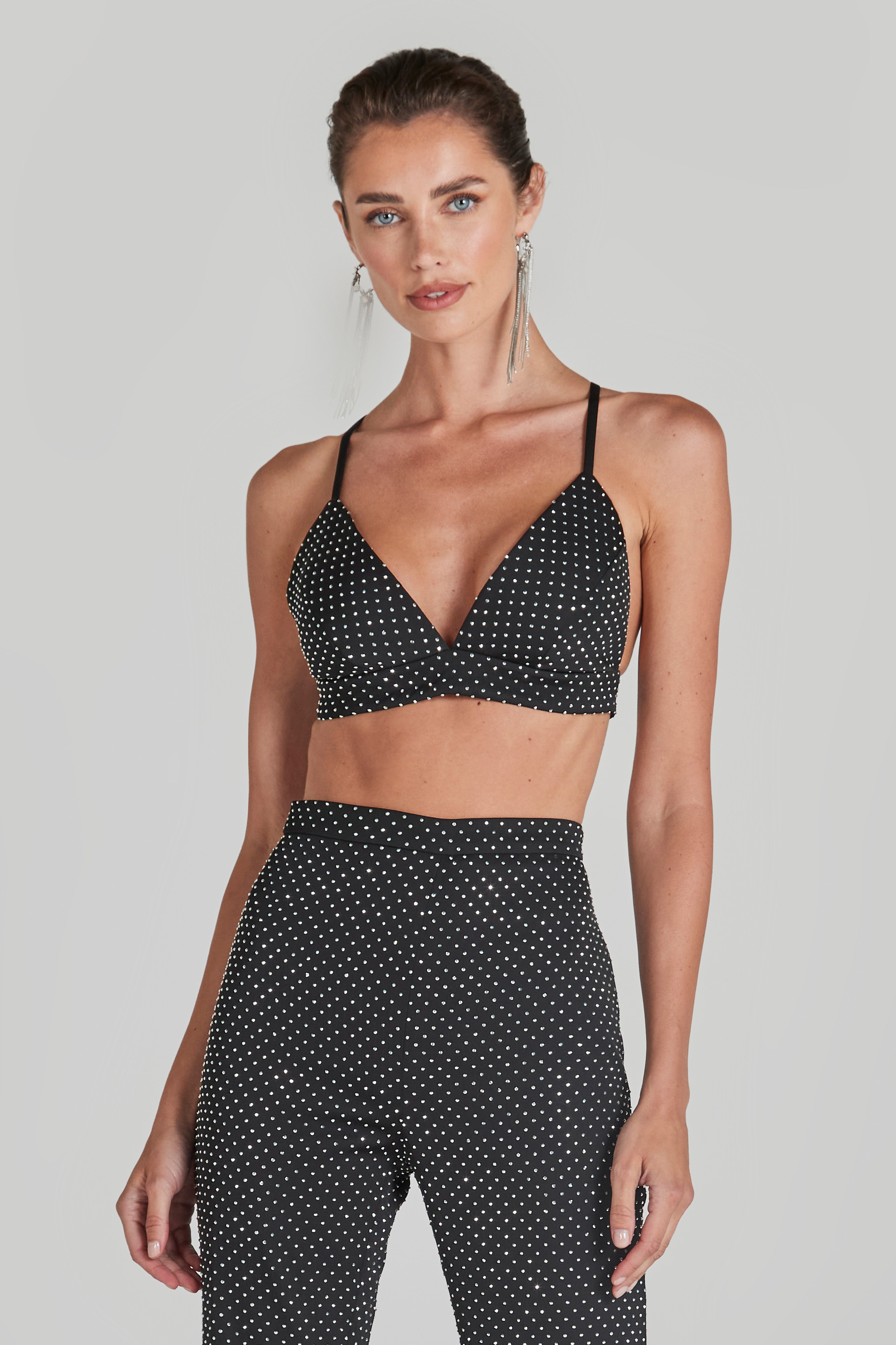 Kira Black Sports Bra Top for Workouts